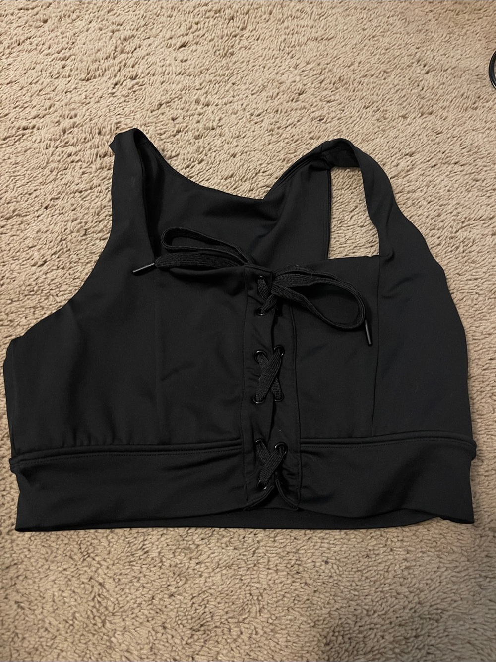 BuffBunny Black Lace-Up Sports Bra